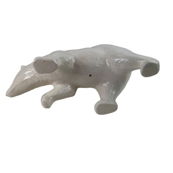 Handcrafted Vintage Ceramic Polar Bear Figurine With Crackle Glaze Finish - Picture 6 of 13